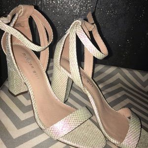 Iridescent Off White Heels